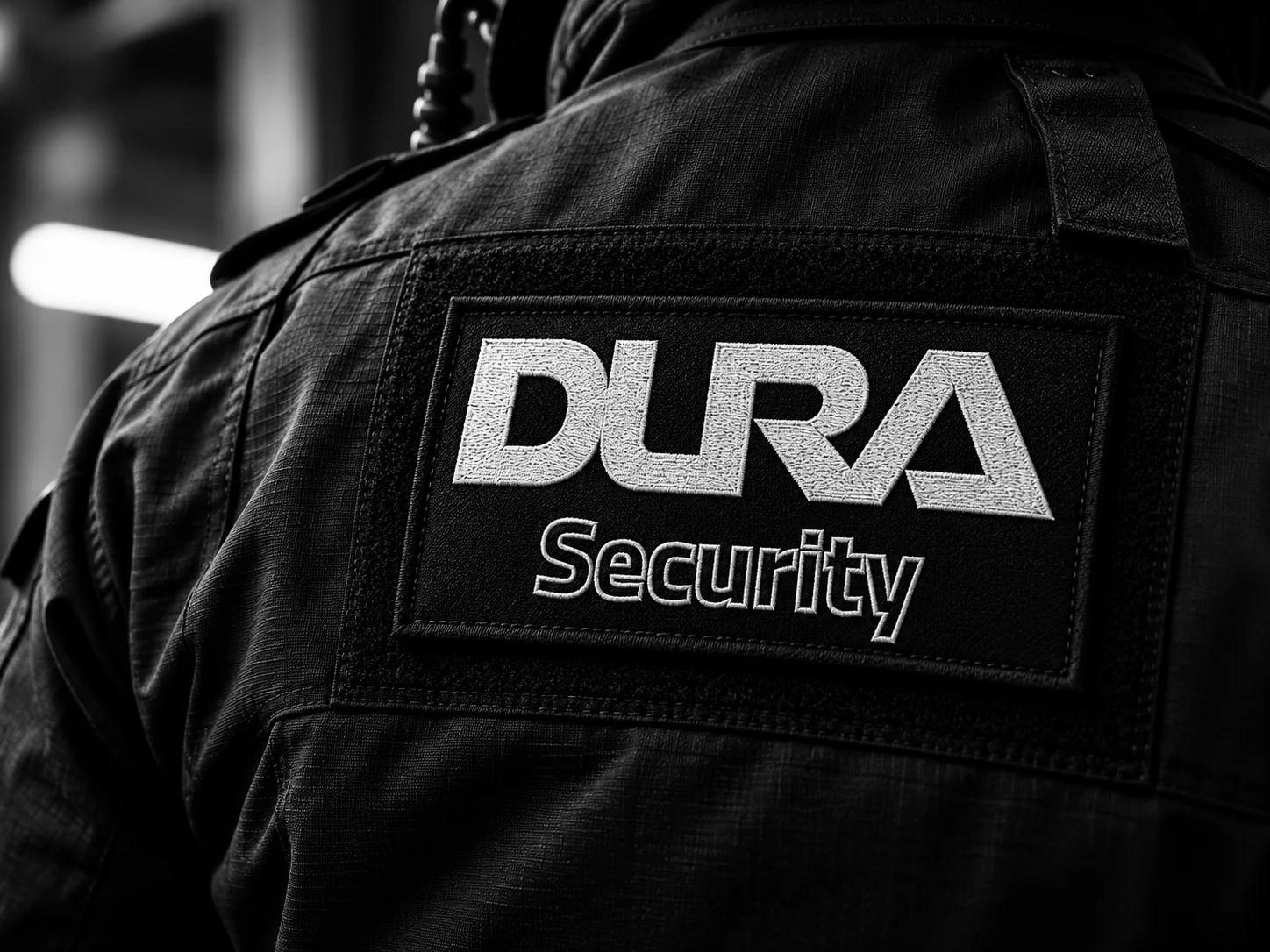 DURA Security beveiliger met het DURA Security-logo op het uniform